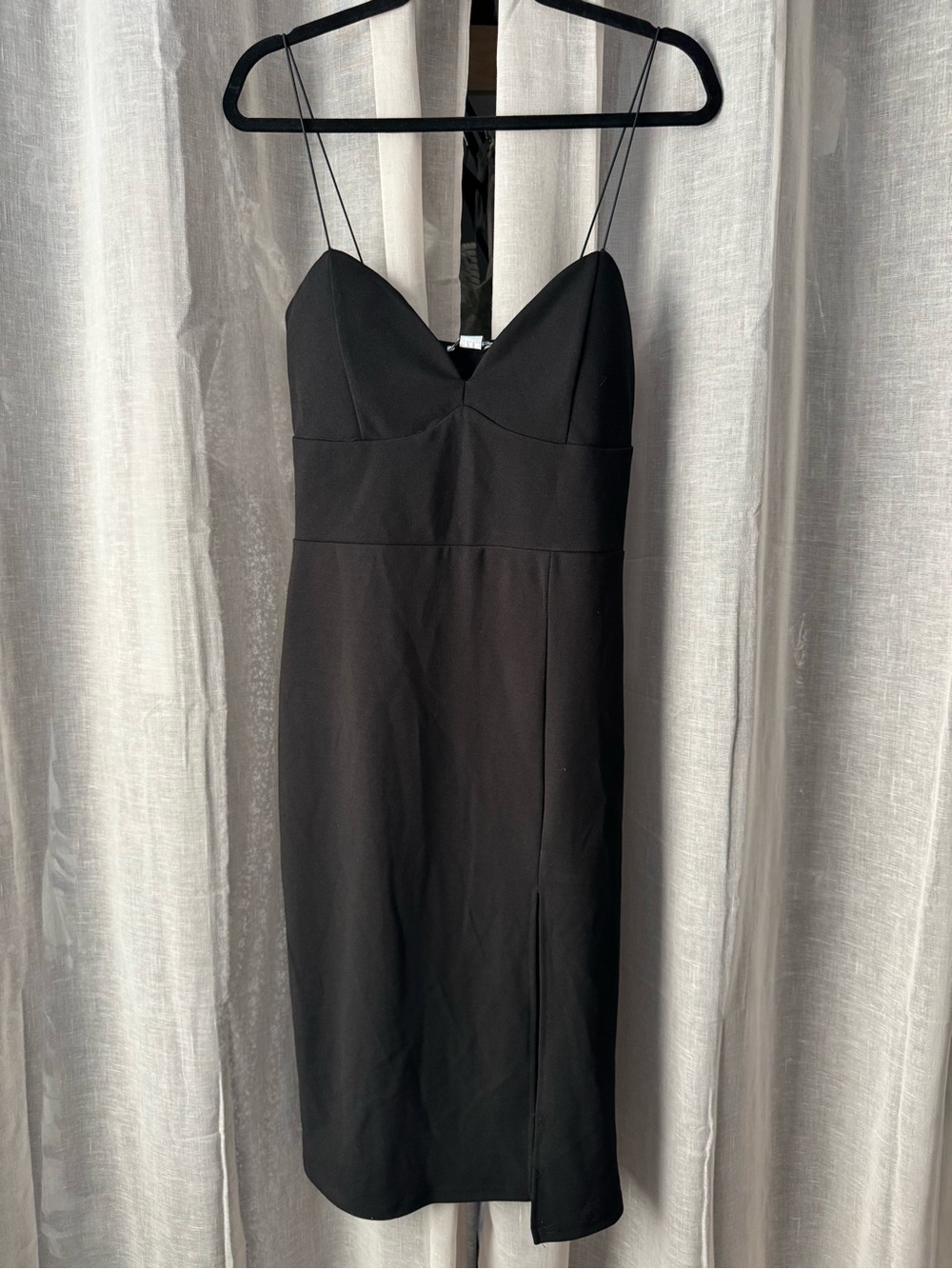 Revamped Black Spaghetti-Strap Midi Dress